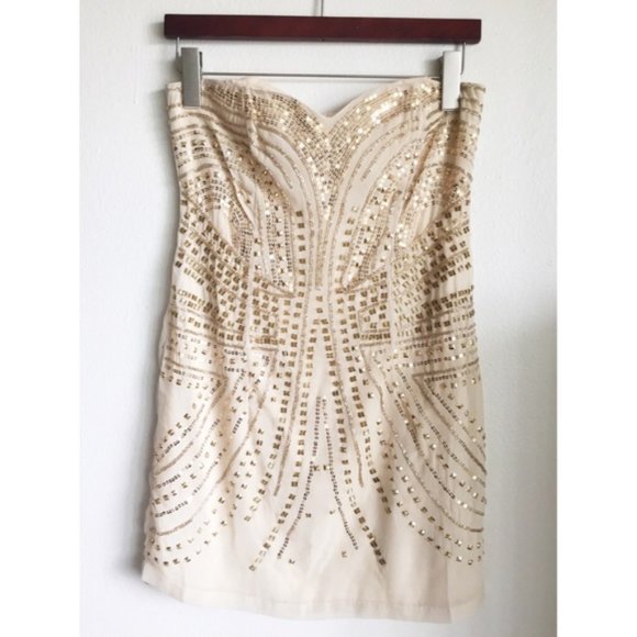 ✨Brand New H&M Beige Sequin Dress (size 4) - Picture 1 of 3